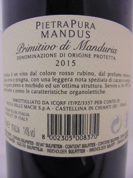 - des trocken, 2022 Rotwein DOP, Vins Pietra di Primitivo Manduria Mandus Tour Pura 0,75l